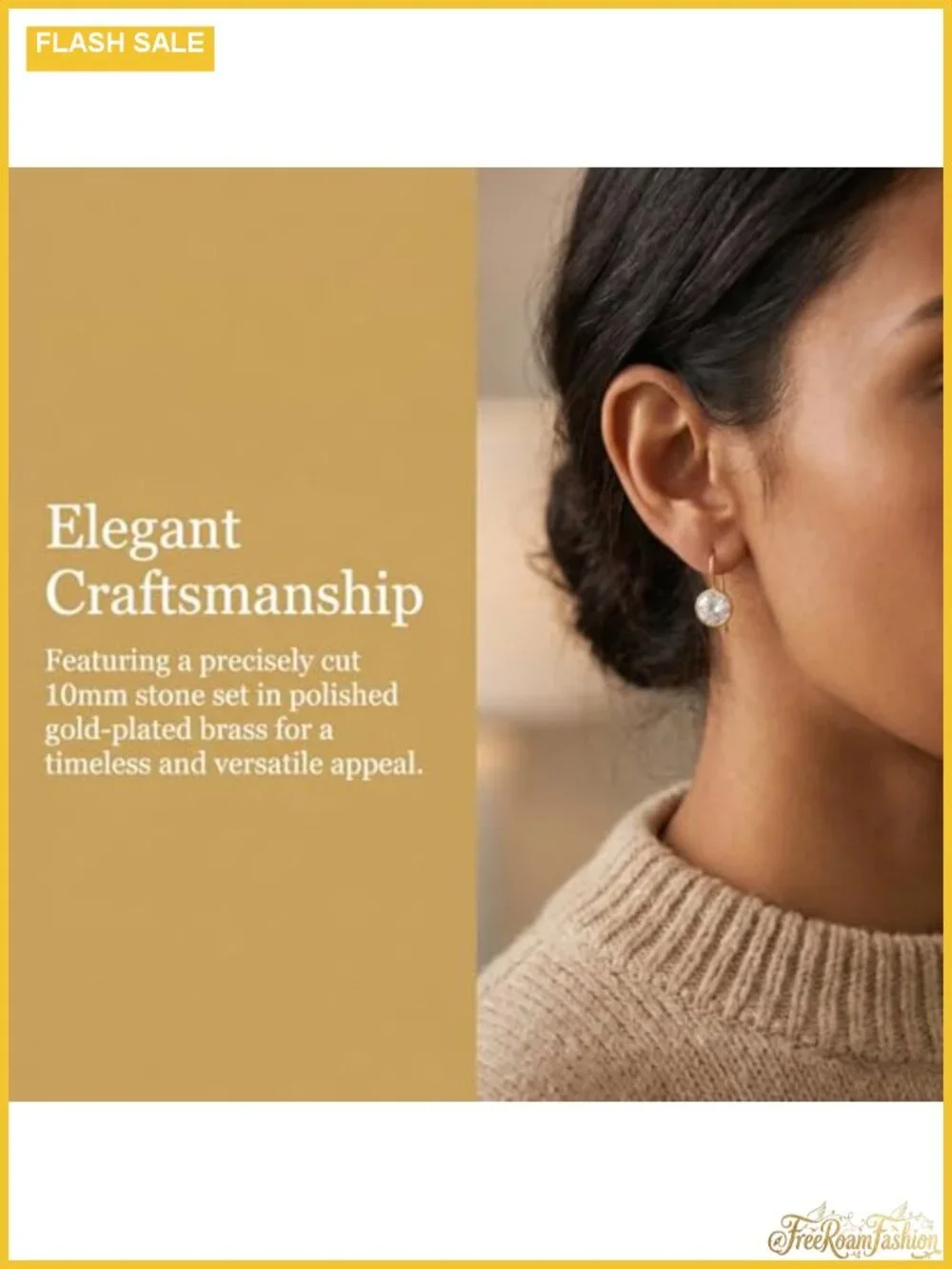 Gold Plated Bezel Set Drop Earrings with Cubic Zirconia for Women